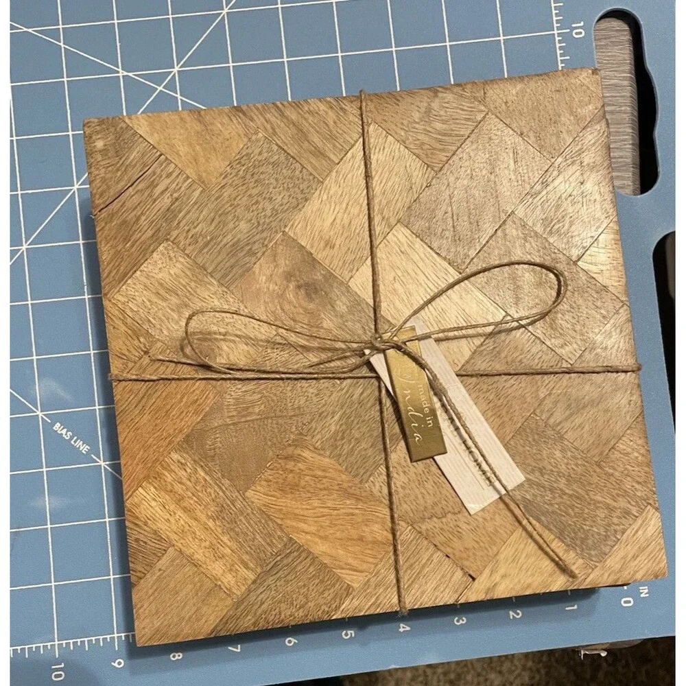 Natural Wood Trivets for Hot Dishes Set Sturdy 9x9” Pots and Pans
